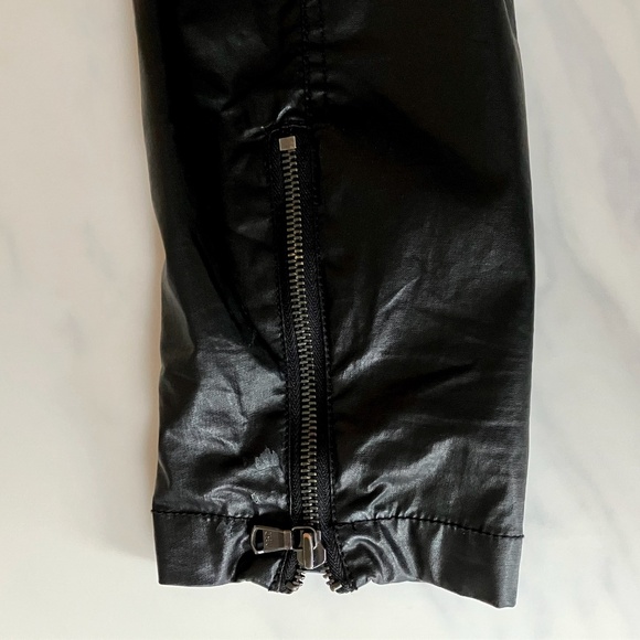 John Varvatos Vegan Leather-Looking Black Waxed Linen Jacket Raincoat L - Picture 6 of 8